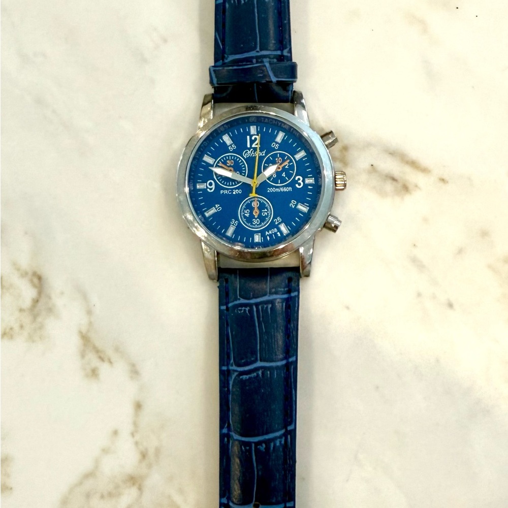Blue Faux Crocodile Pattern Watch